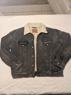 Levi's Black Denim Sherpa Jacket with Cream Lining